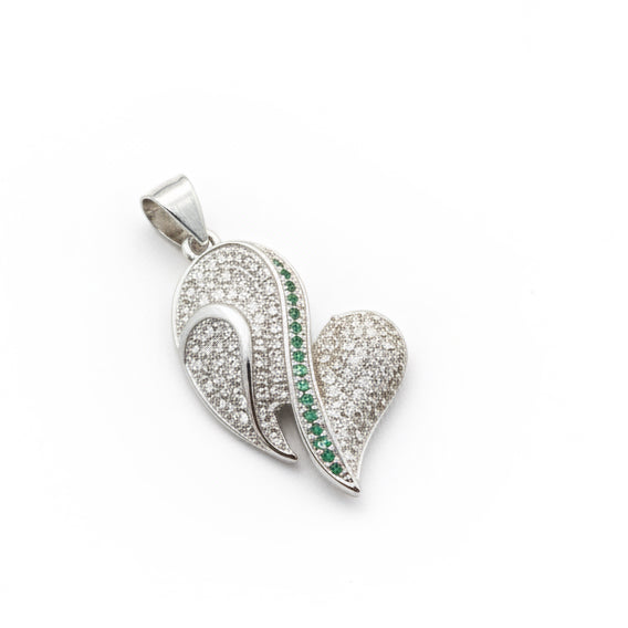 Angel Wing | Emerald Quartz & White Topaz 925 Solid Sterling Silver Pendant 3cm