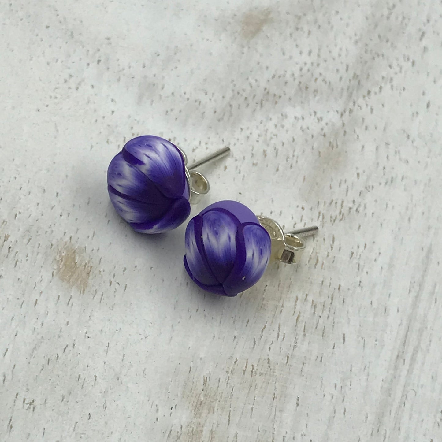 “ Nerea ” 925 STERLING SILVER - handmade polymer clay Earring studs - by Stephanie Fraselle - Artisan Jewellery Design