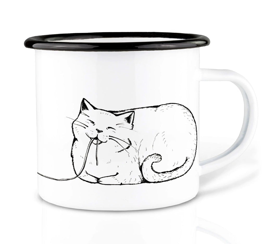 Enamel cup - Spaghetti cat