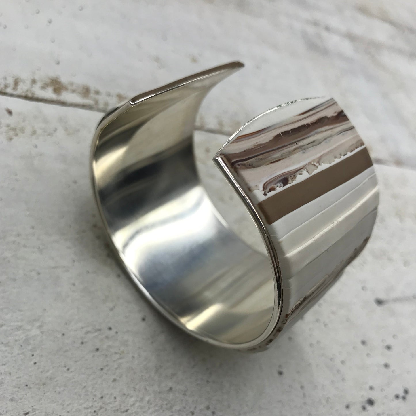 “ Cappucino” 37mm Bracelet cuff by Stephanie Fraselle - Artisan Jewellery Design