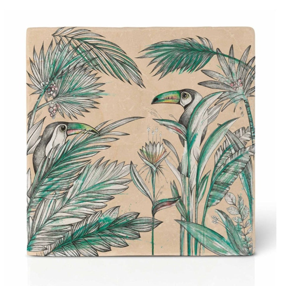 Natural stone art tile “Toucan”