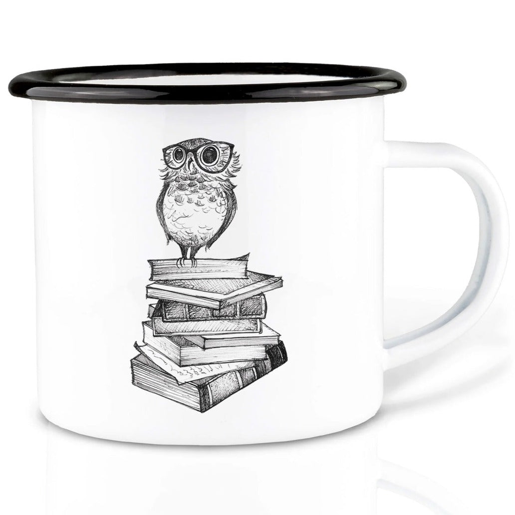 Enamel cup - Book Owl