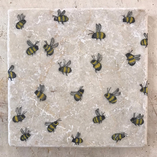 Natural stone art tile “swarm of bees”