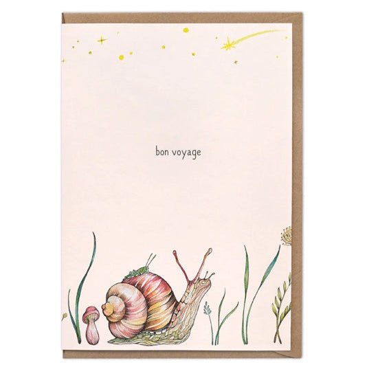 Stargazing Snail Greeting card- "Bon Voyage"