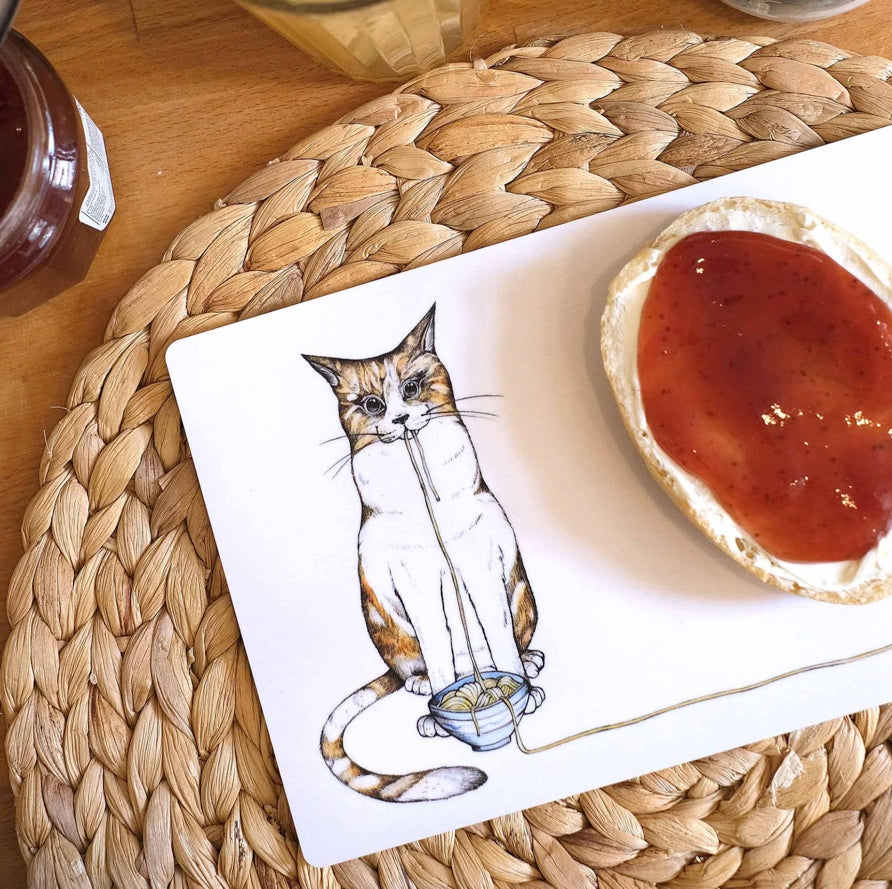 Wooden Breakfast Board- Ramen cat