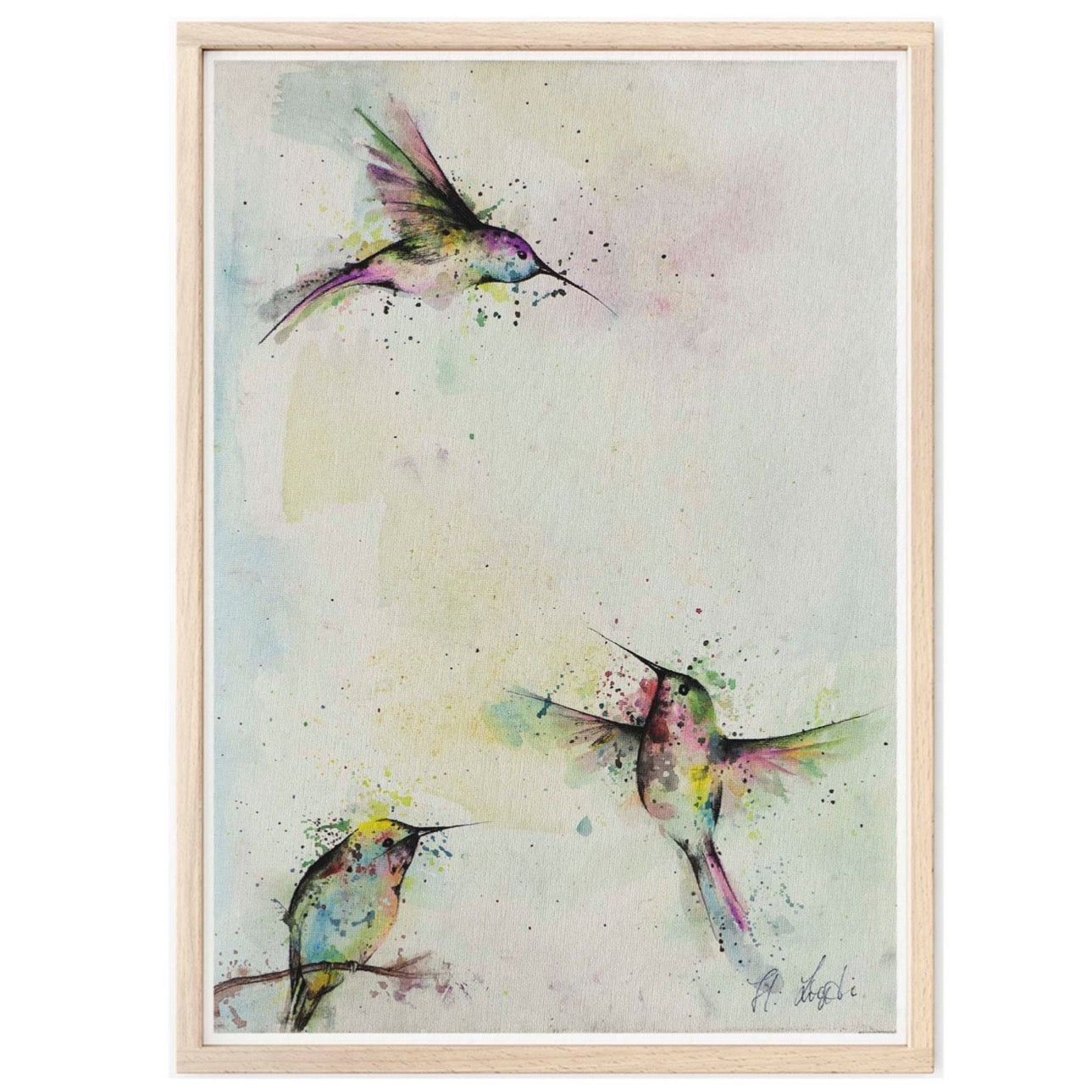 Premium Art Print - Three Hummingbirds
