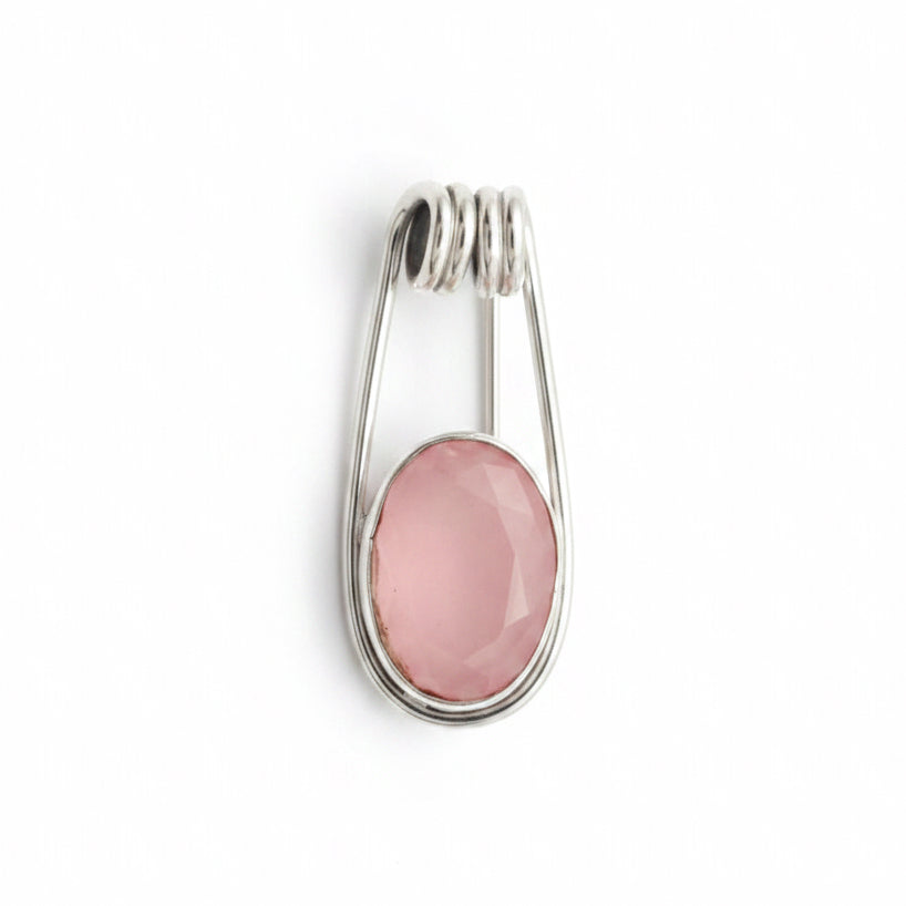 5CT Faceted Rose Quartz 925 Solid Sterling Silver Pendant 1/4” Long