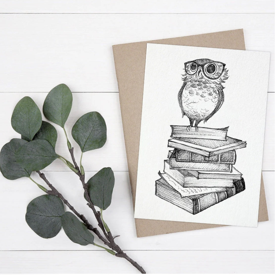 Postcard - Book Owl