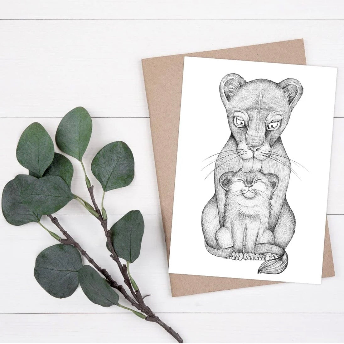 Postcard - Lioness and Cub
