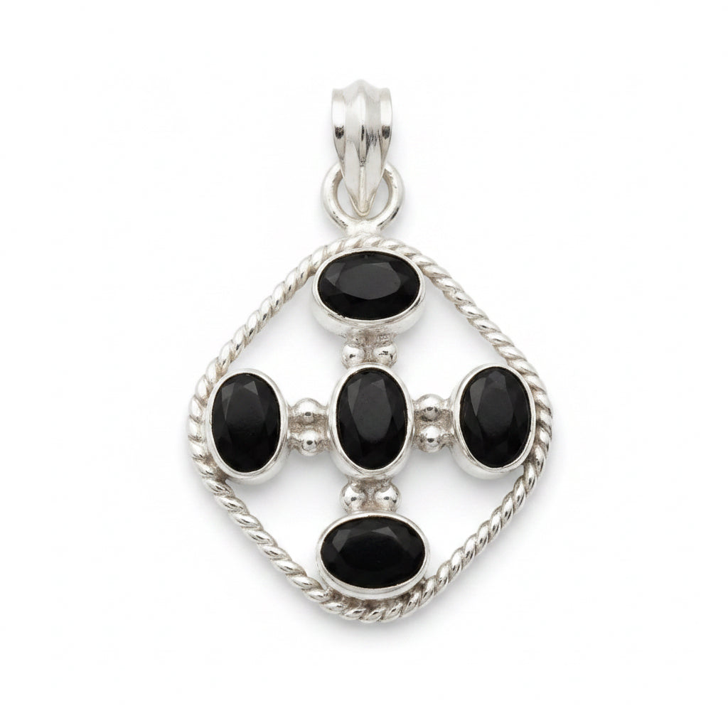 Artisan Black Tourmaline Pendant Shield
Solid 925 Sterling Silver | Natural Faceted Black Tourmaline