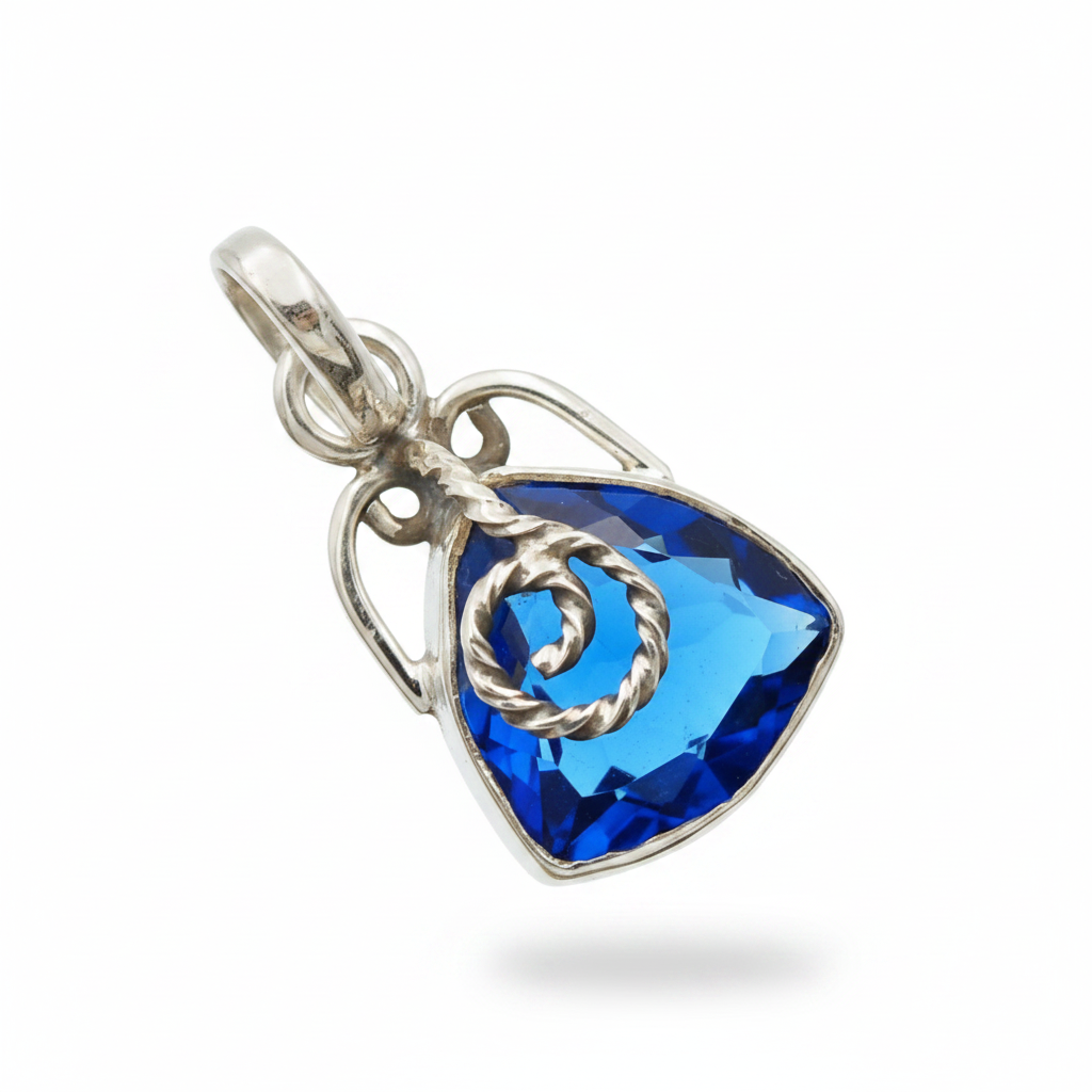 5 Carat Royal Blue Sapphire 925 Sterling Silver Pendant
