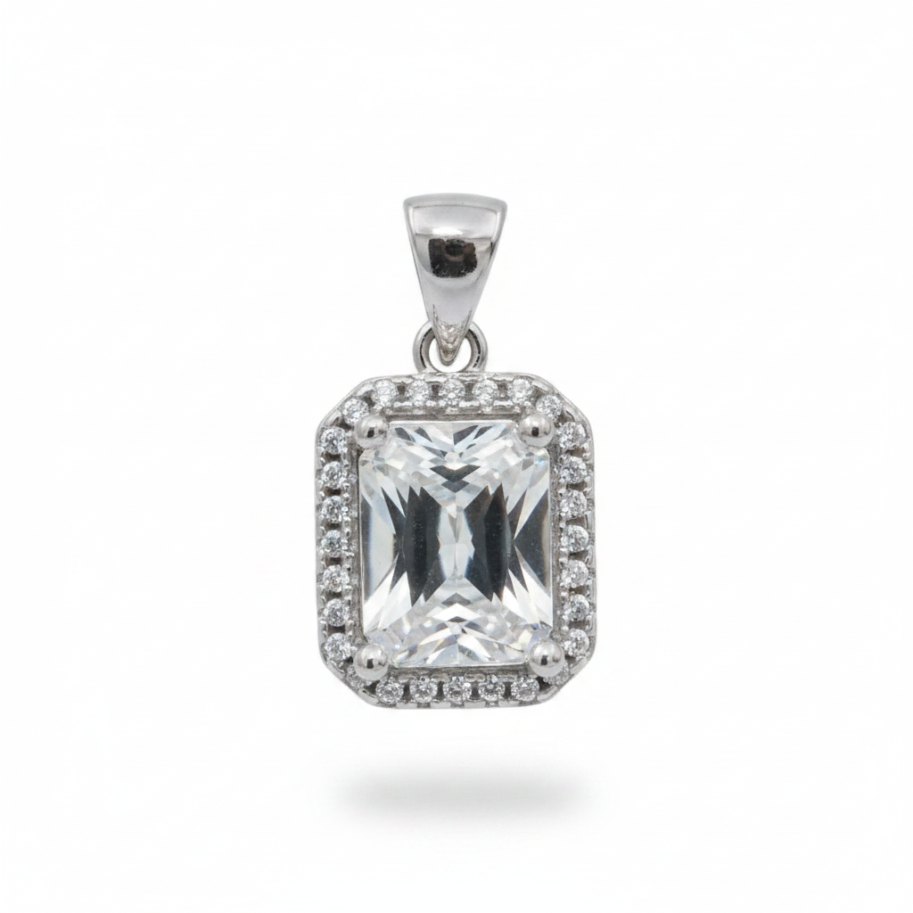 AAA Grade 3-4 Carat White Sapphire & White Topaz 925 Sterling Silver Pendant