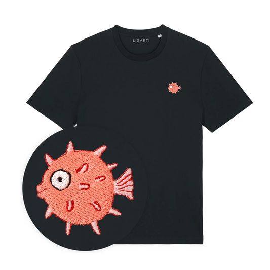 Best Organic Super Soft unisex T-shirt - Puffafish - EMBROIDERED Motif