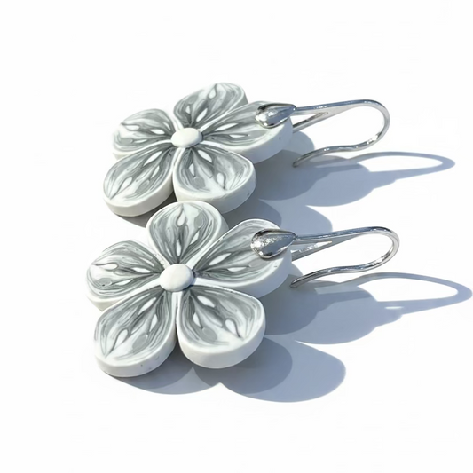 Grey Cashmere | Flower Earrings