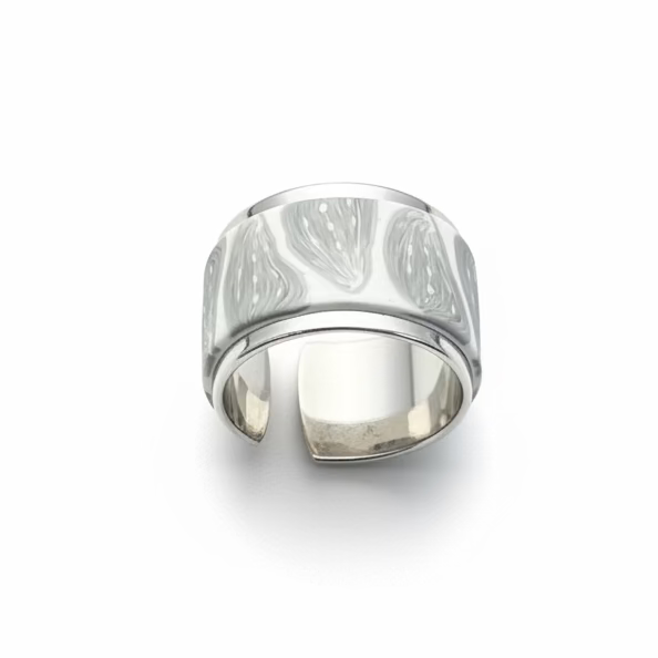 Grey Cashmere | Adjustable ring | Petal |Silver Toned