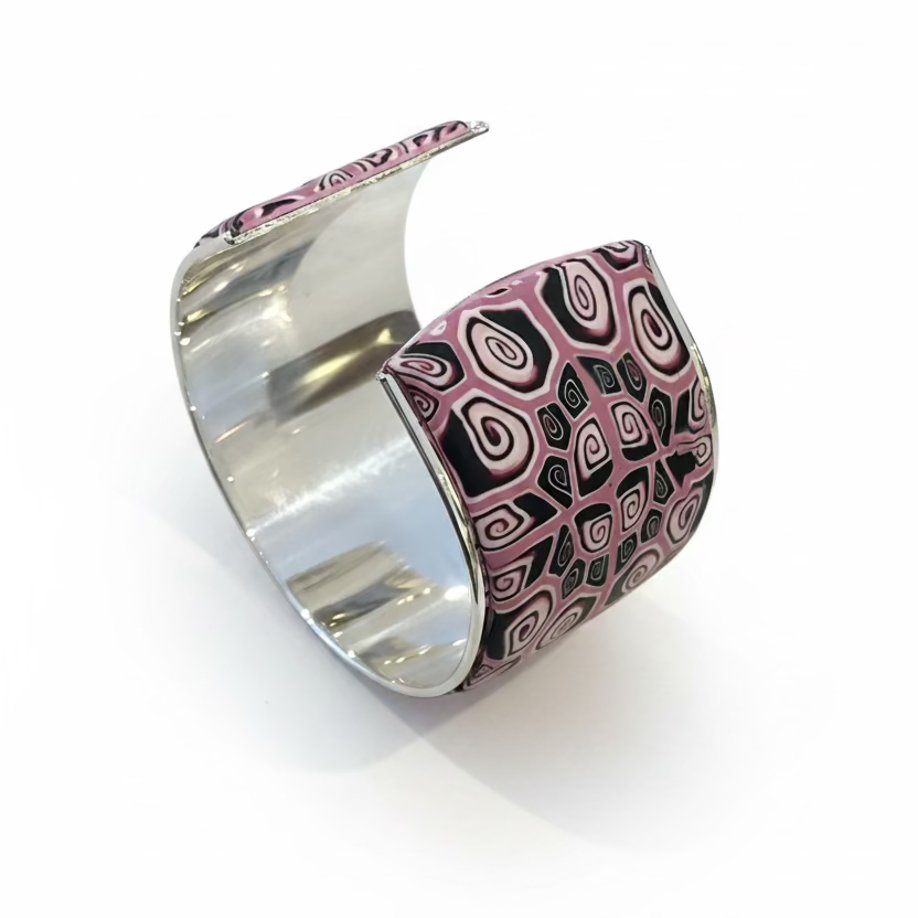 Aztec | Pink | Wide cuff | Hand Sculpted