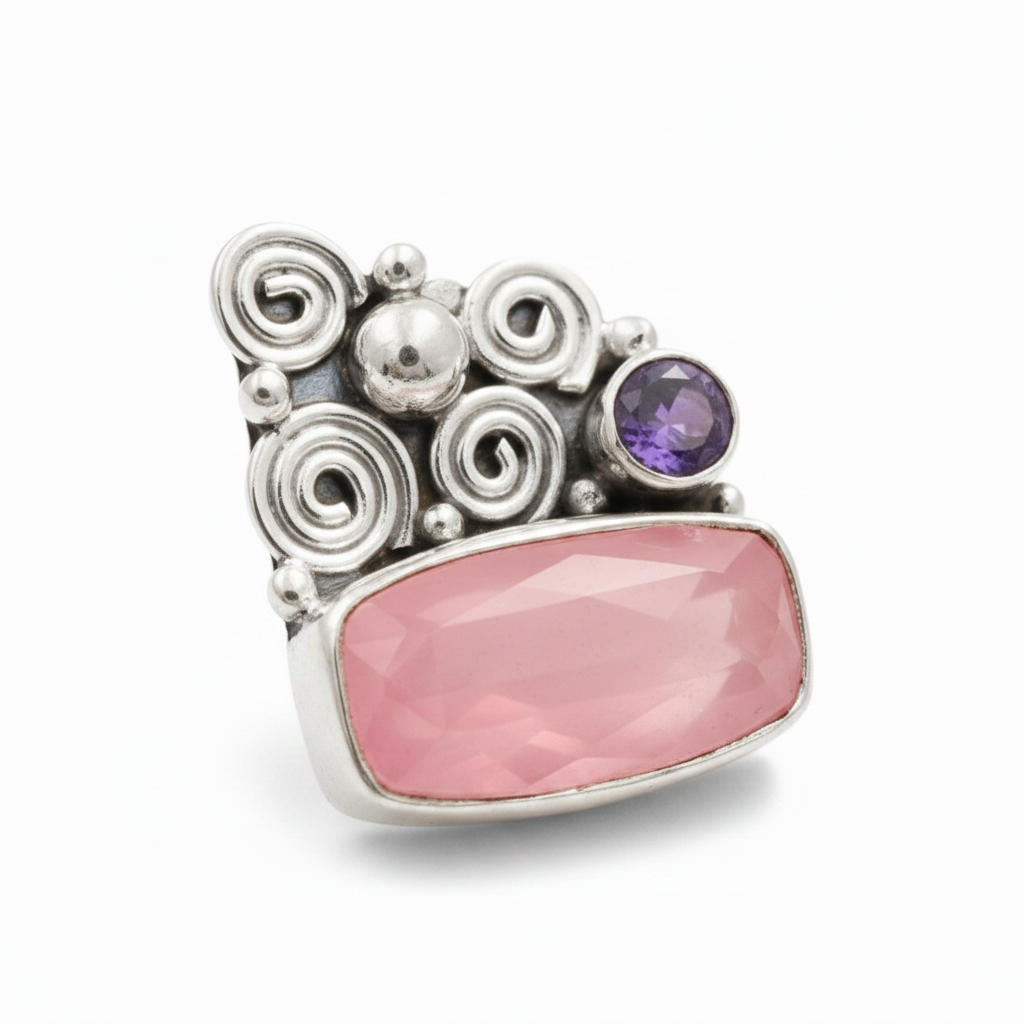 Faceted Rose Quartz & Amethyst Pendant
