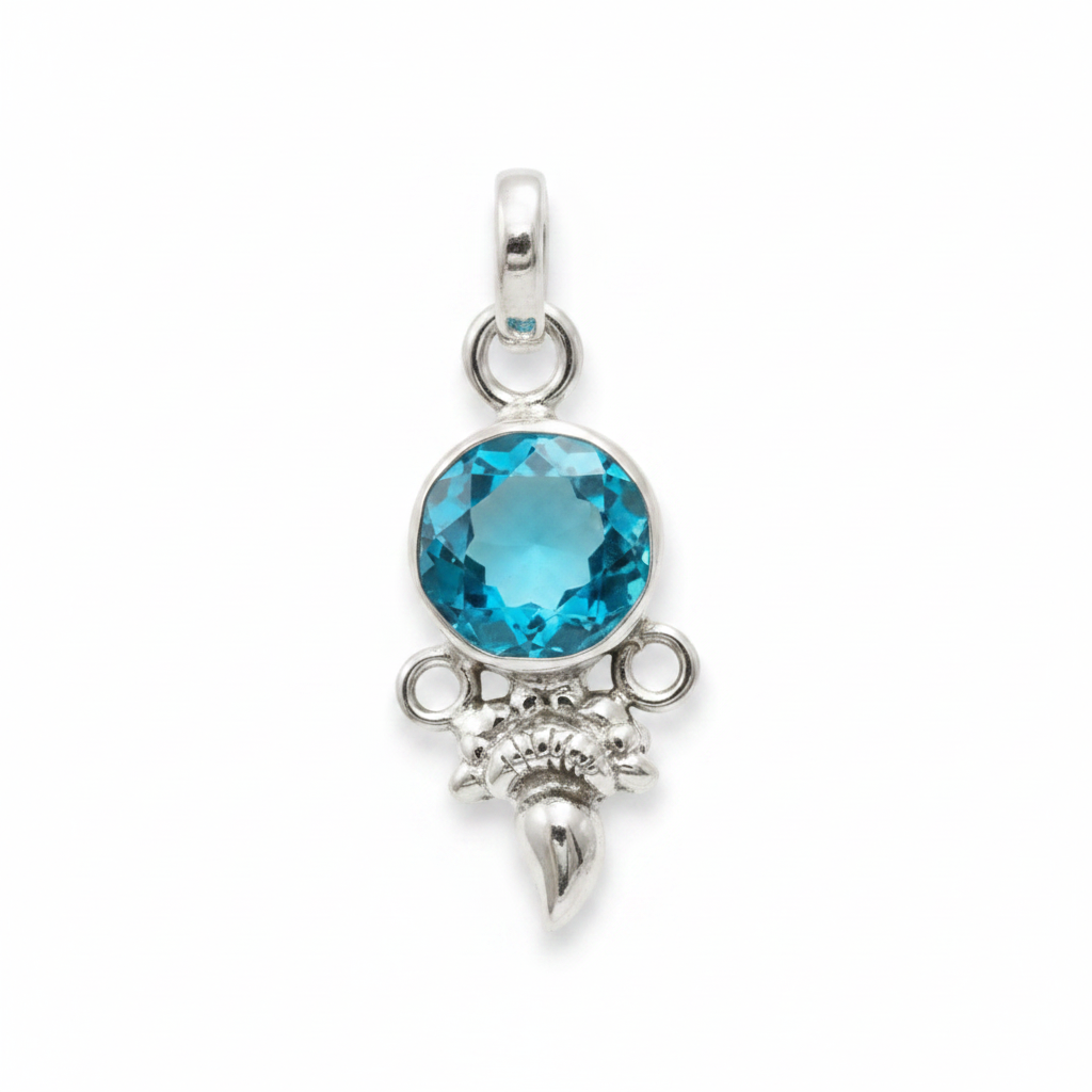 Flawless Blue Topaz | 2 Carat | Solid 925 Sterling Silver Pendant