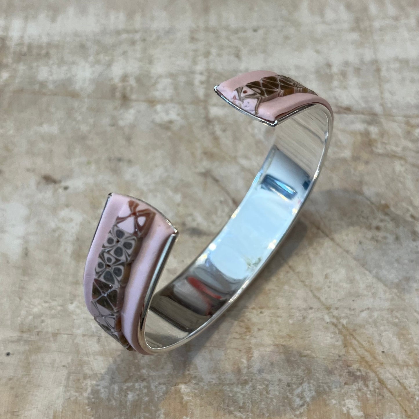 ¨Gilded Rose¨mosaic bracelet cuff by Stephanie Fraselle - Artisan Jewellery Design