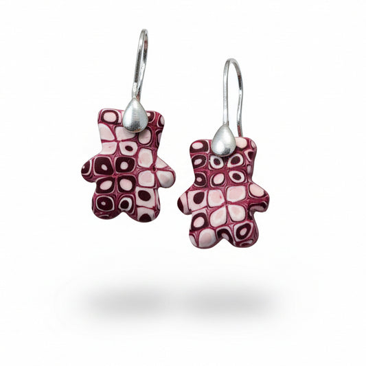 Hues | Crimson Teddy Bear Earrings