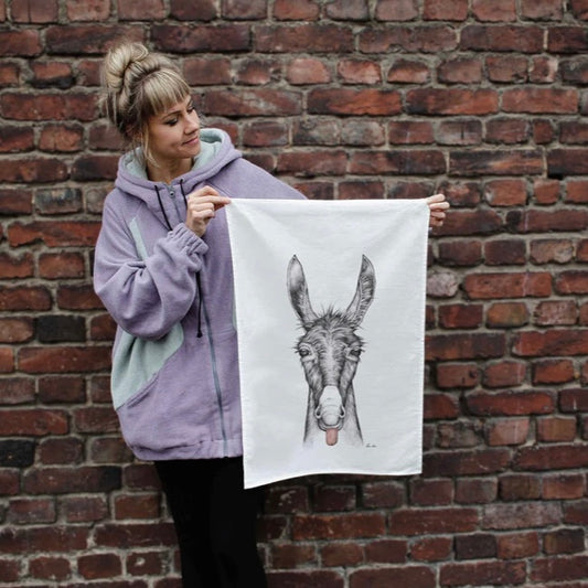 black-and-white-donkey-tea-towel-ligarti