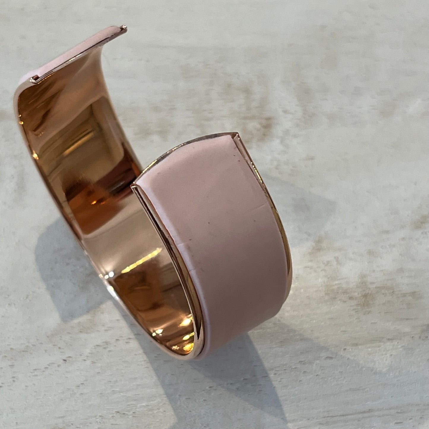 Rose Gold Bloom Cuff by Stephanie Fraselle, featuring hand-sculpted polymer clay flowers with Swarovski crystals and rose gold-plated brass base
