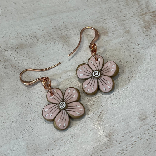 Handmade Rose Gold Floral Bloom Earrings by Stephanie Fraselle from The Gilded Rose Collection – Lightweight Polymer Clay Petals