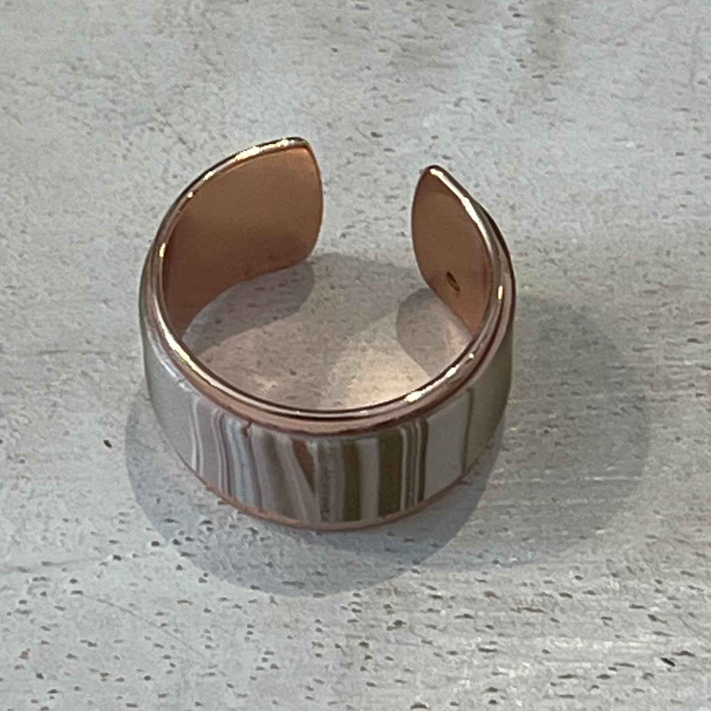 Adjustable Rose Gold Striped Ring by Stephanie Fraselle from The Gilded Rose Collection, Handmade with Polymer Clay