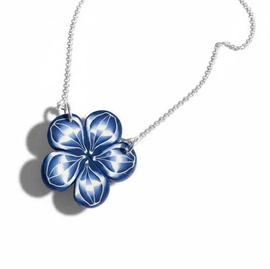 Bloom Pendant Marégraphie handcrafted polymer clay flower necklace on sterling silver chain