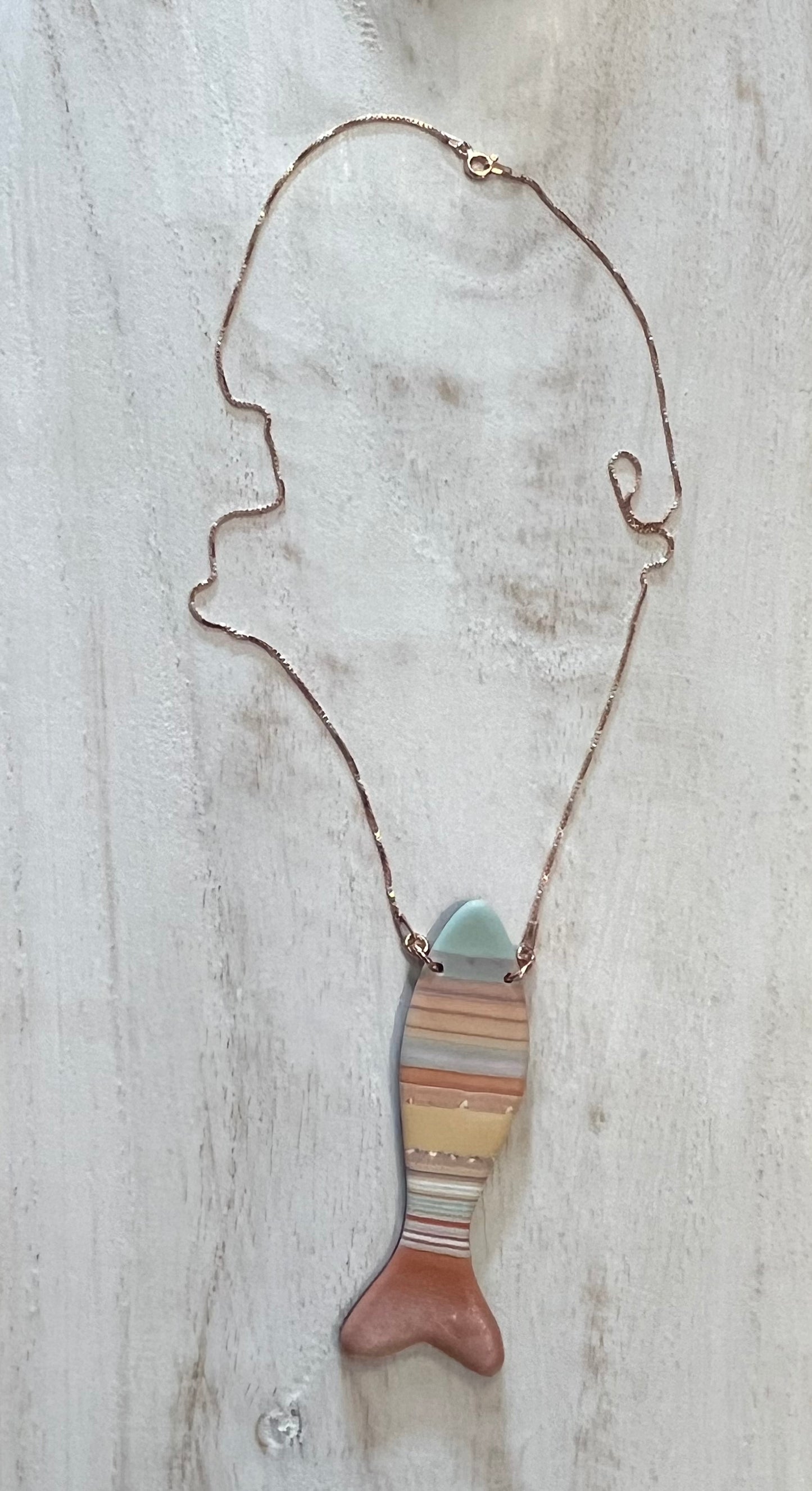 Fish Pendant - Solara Stripe- Coastal Collection- Sterling Silver 925 necklace by Stephanie Fraselle