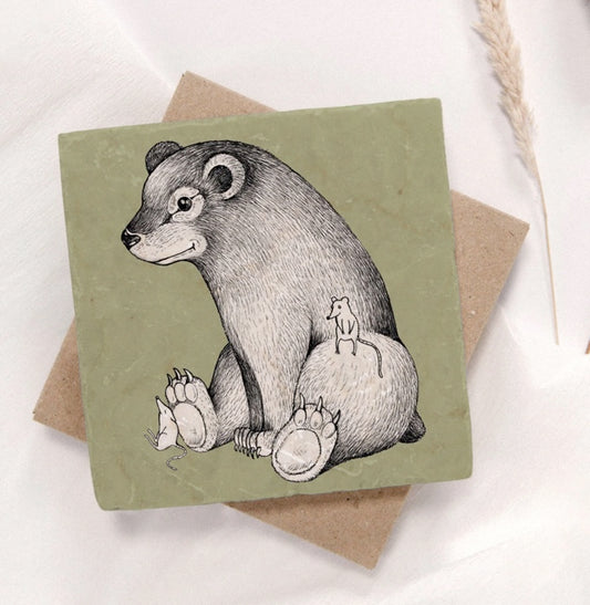 Azulejo artístico de piedra natural “Monos”