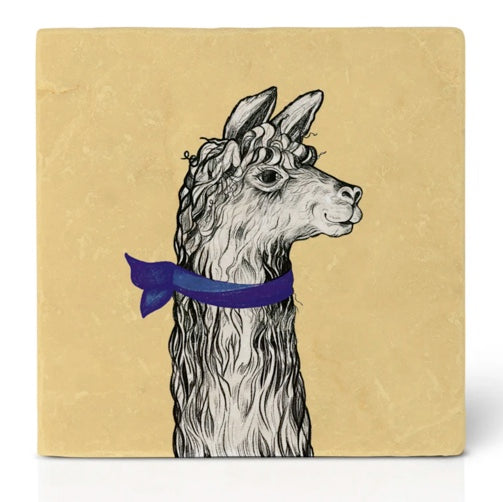 Natural stone art tile "Leopold" Llama