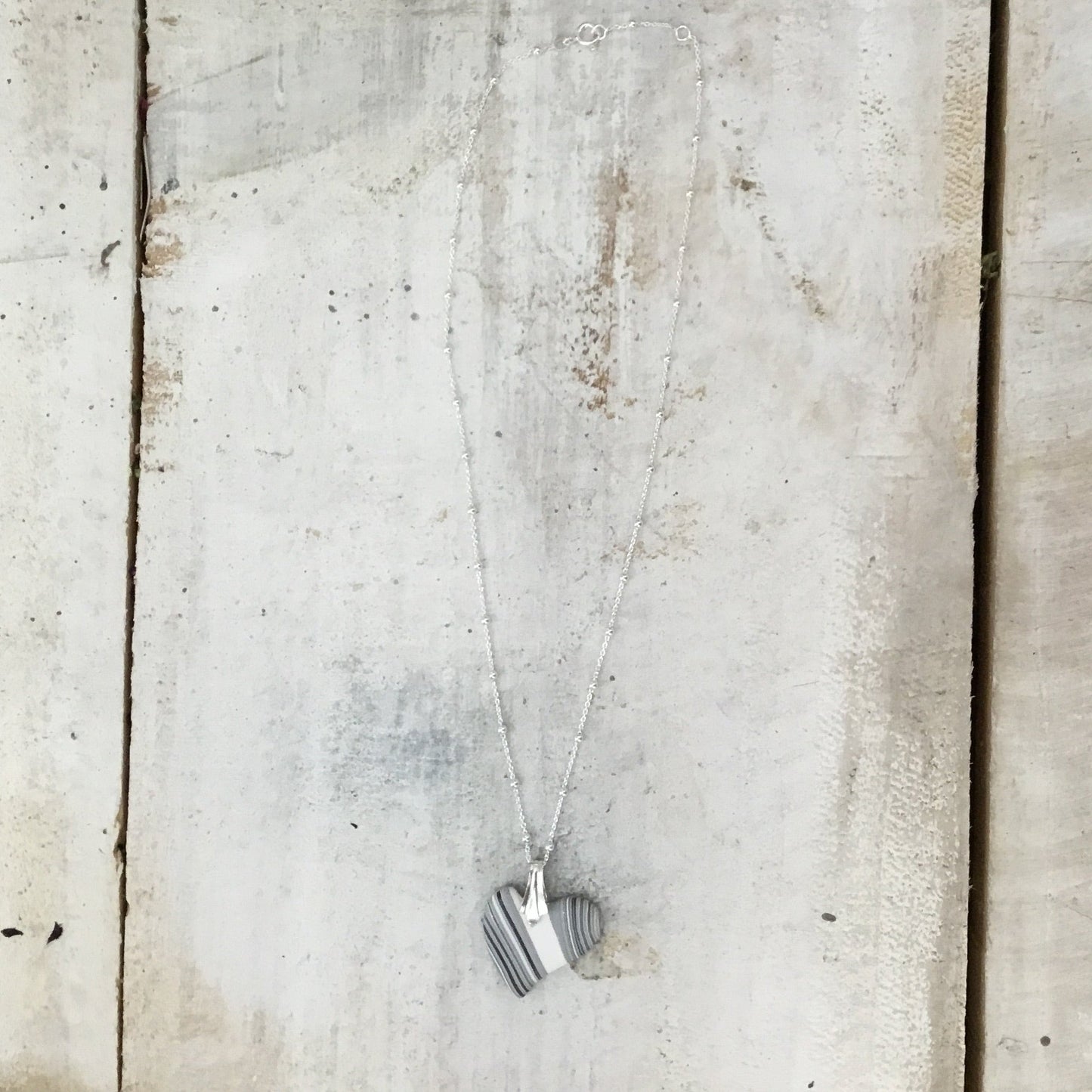 Mini Petite Heart ¨White Botanics ¨ - Sterling Silver 925 necklace by Stephanie Fraselle - Artisan Jewellery Design