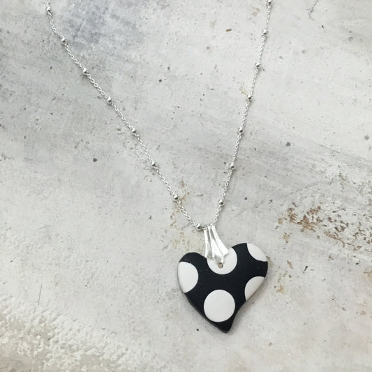 Mini Heart Polka dots ¨Monochrome¨ - Sterling Silver 925 necklace by Stephanie Fraselle - Artisan Jewellery Design