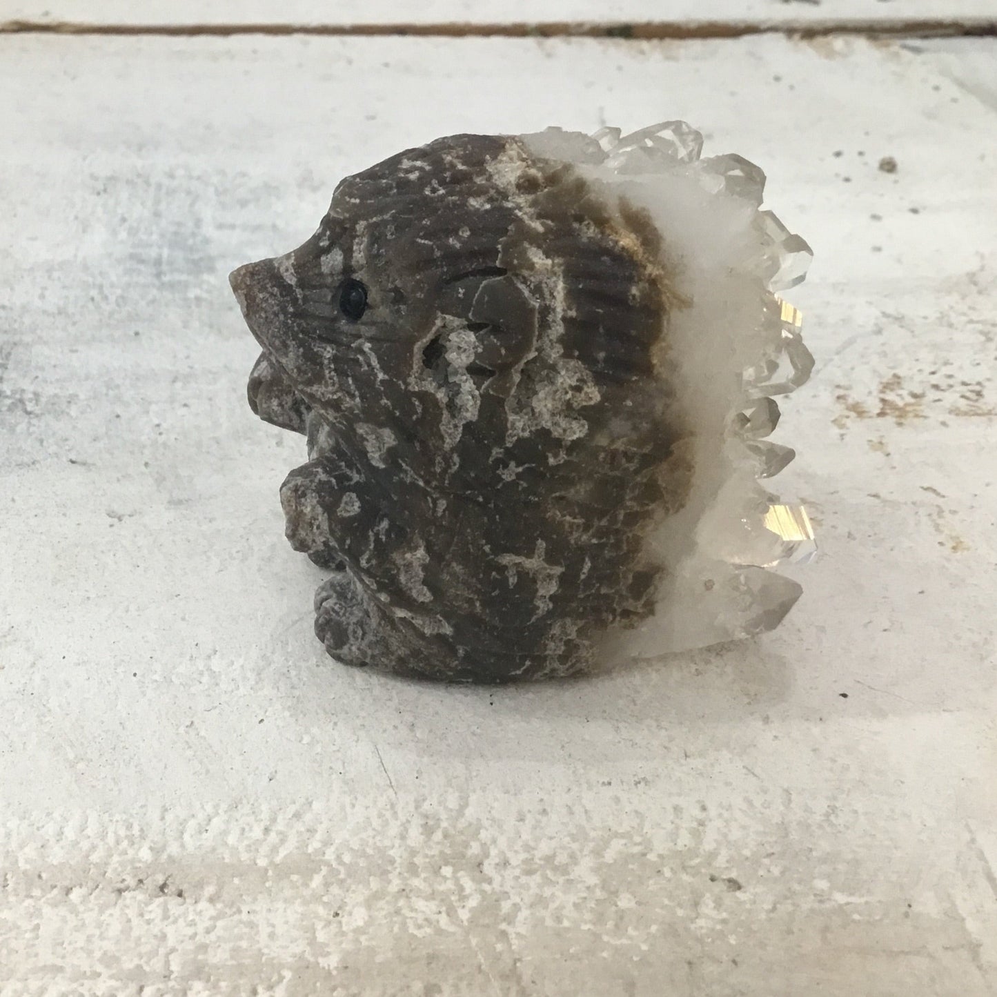 Clear Quartz Natural gemstone hand carved Shamanic Hedgehog