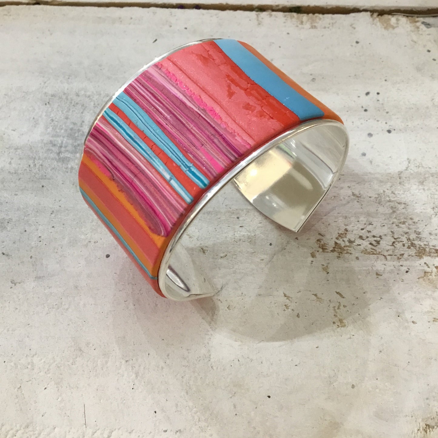 “Tropical Fizz” 37mm Bracelet cuff by Stephanie Fraselle - Artisan Jewellery Design