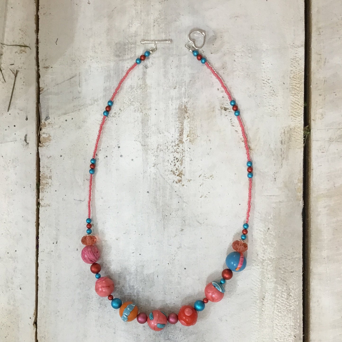 “Tropical Fizz” beaded Empress necklace by Stephanie Fraselle - Artisan Jewellery Design