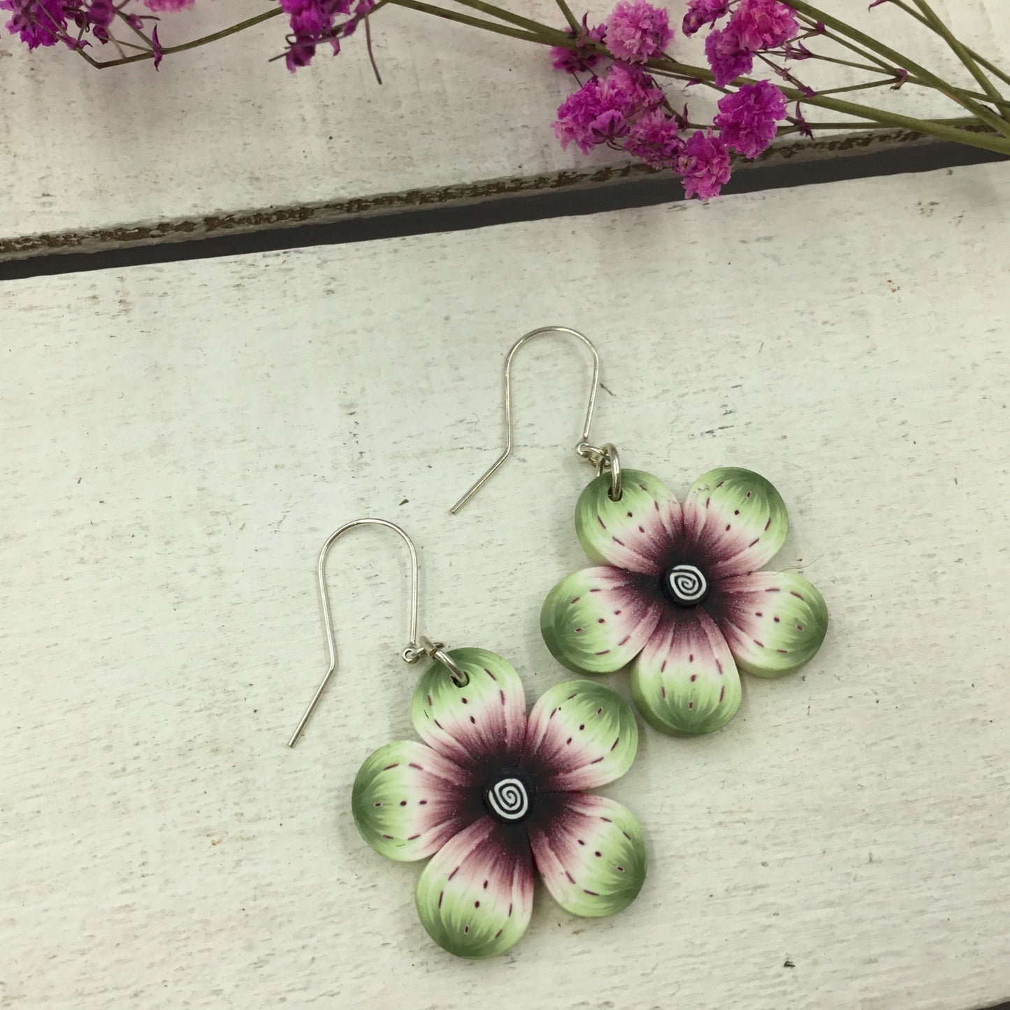 “Enchanted garden ” 925 STERLING SILVER - handmade Flower Petal Earring drops - by Stephanie Fraselle - Artisan Jewellery Design