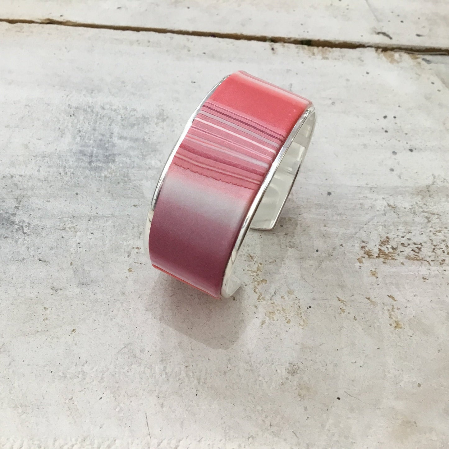 “ Blush Pink & Coral ” Bracelet cuff by Stephanie Fraselle - Artisan Jewellery Design