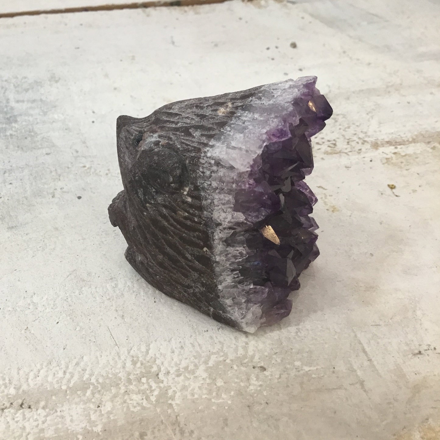 Amethyst natural gemstone Hand Carved shamanic Hedgehog