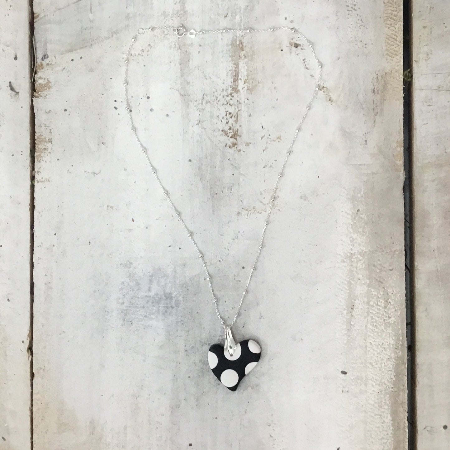 Mini Heart Polka dots ¨Monochrome¨ - Sterling Silver 925 necklace by Stephanie Fraselle - Artisan Jewellery Design