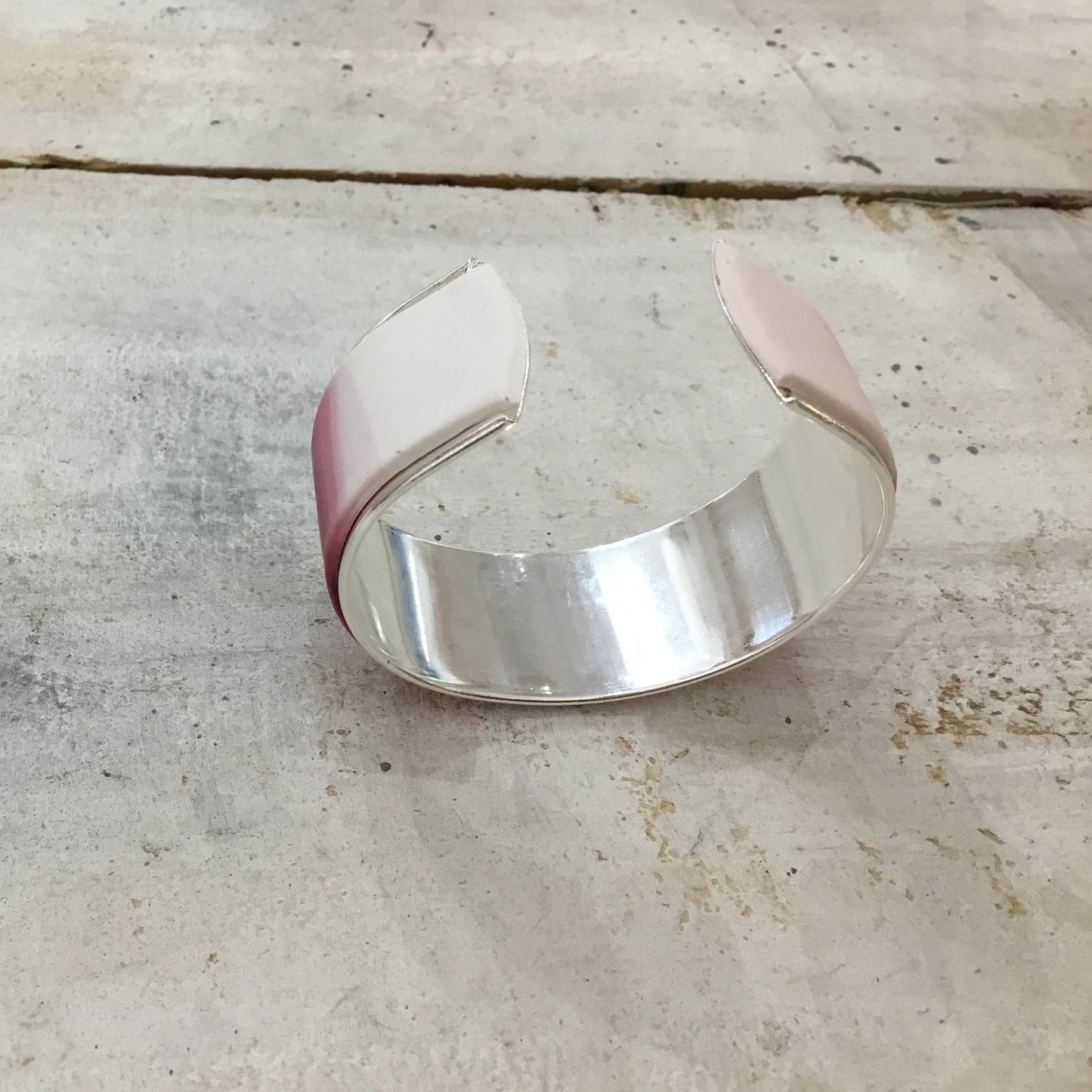 “ Blush Pink & Coral ” Bracelet cuff by Stephanie Fraselle - Artisan Jewellery Design