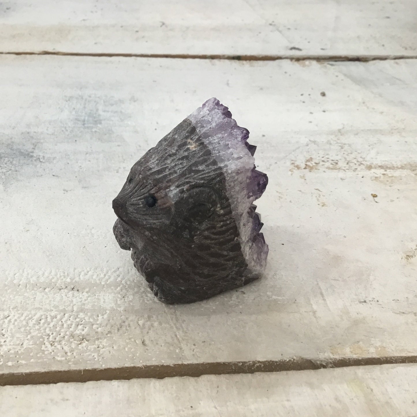 Amethyst natural gemstone Hand Carved shamanic Hedgehog