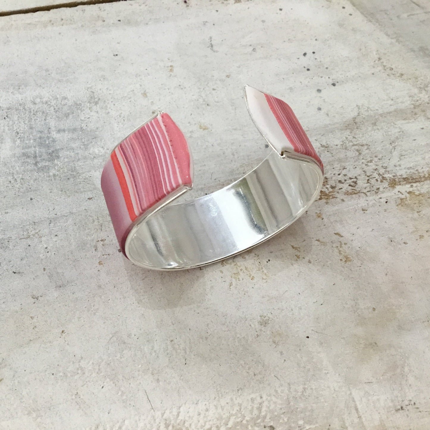 “ Blush Pink & Coral ” Bracelet cuff by Stephanie Fraselle - Artisan Jewellery Design