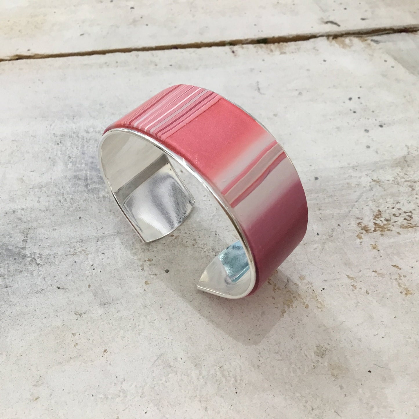 “ Blush Pink & Coral ” Bracelet cuff by Stephanie Fraselle - Artisan Jewellery Design