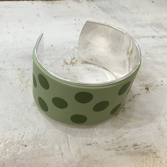 Sage & Olive Green “Polkadots ” Bracelet cuff by Stephanie Fraselle - Artisan Jewellery Design