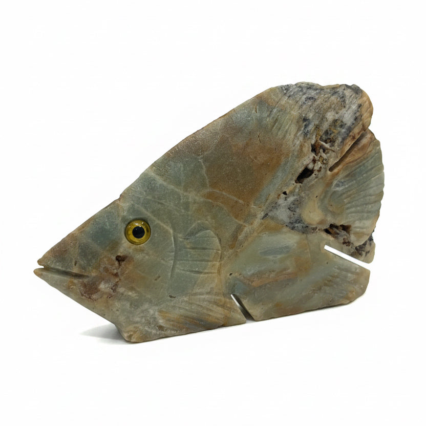 Amazonite Hand-Carved Fish Sculpture | 10.5 cm
