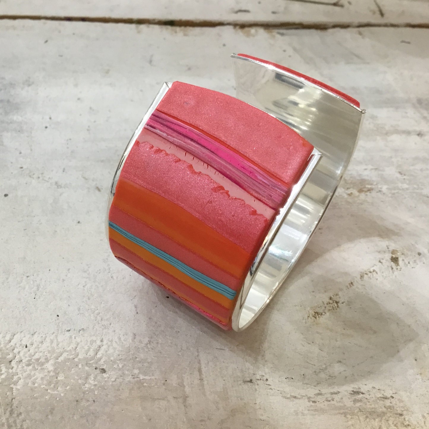“Tropical Fizz” 37mm Bracelet cuff by Stephanie Fraselle - Artisan Jewellery Design