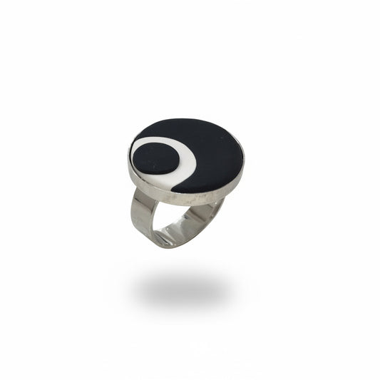 “Monochrome Universe” Round Adjustable ring by Stephanie Fraselle - Artisan Jewellery Design