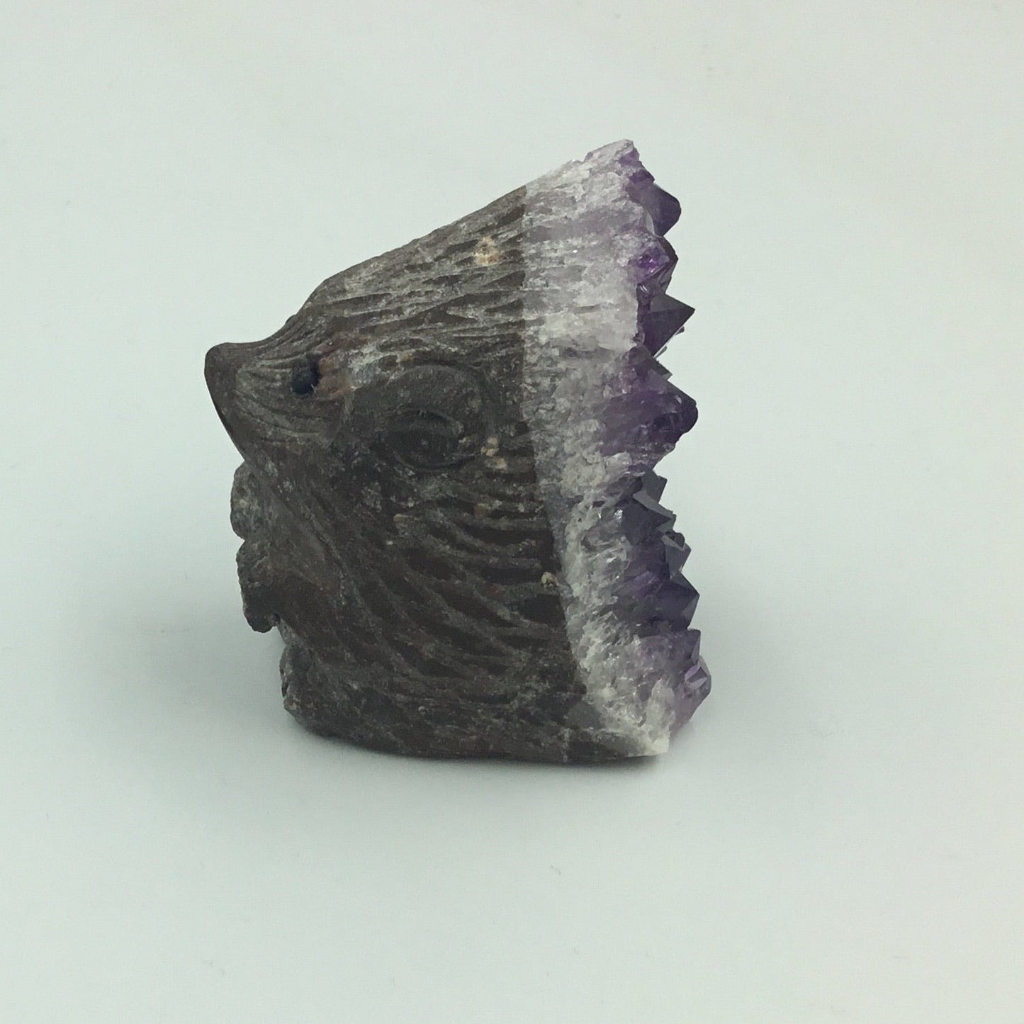 Amethyst natural gemstone Hand Carved shamanic Hedgehog